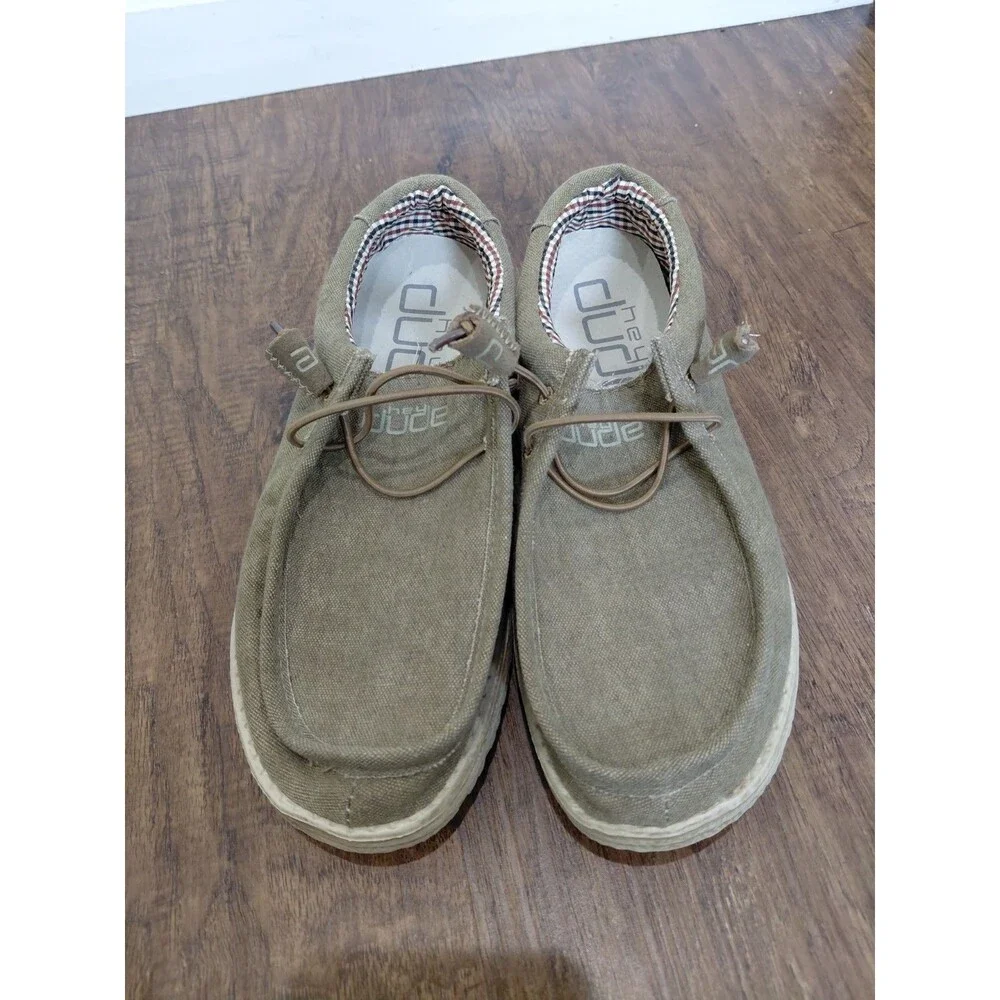 Hey Dude Wally Nut Canvas Slip on Loafer Shoes Mens Size 8